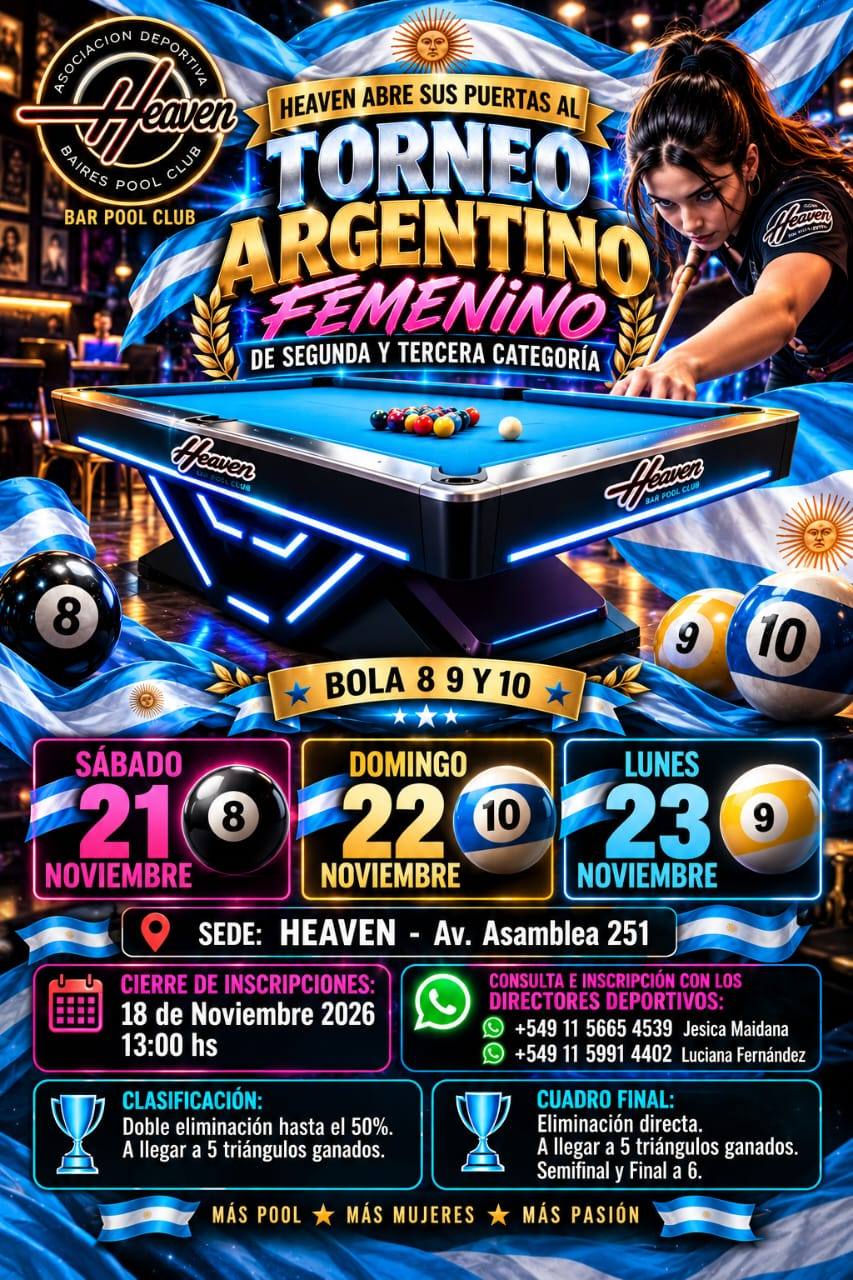 Torneo Argentino Femenino de Segunda y Tercera categoría en Heaven